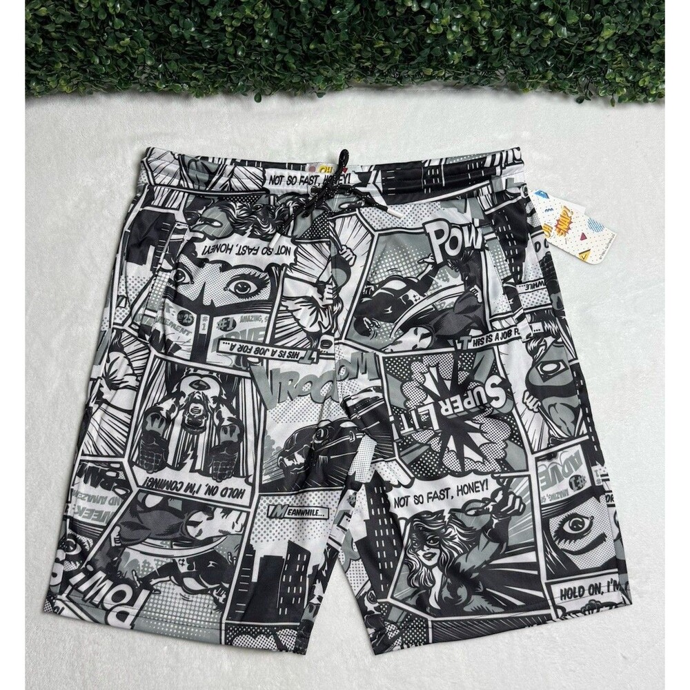 Mens L- Drill Clothing Co. Graphic Comic Print Shorts NWT